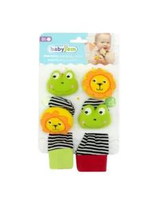 Babyjem Wrist Rattle and Baby Socks Lion & Frog - Multicolor