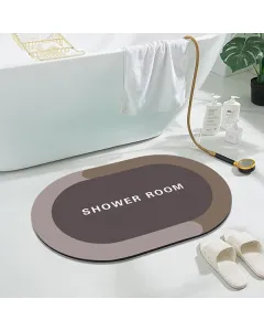 Nova Home Shower Room Super Absorbent Leather Bath/Kitchen Mat W/Rubber Backing - 50x80 cm - Beige