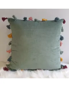 Nova Home Flossy Handmade Cushion Cover - 50x50 cm  - Green