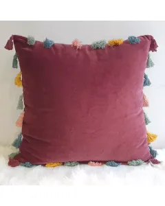 Nova Home Flossy Handmade Cushion Cover - 50x50 cm  - Maroon