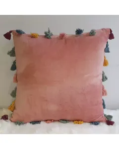 Nova Home Flossy Handmade Cushion Cover - 50x50 cm  - Peach