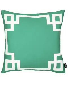 Nova Home Geometric Story Printed Cushion Cover - 45x45 cm - Green