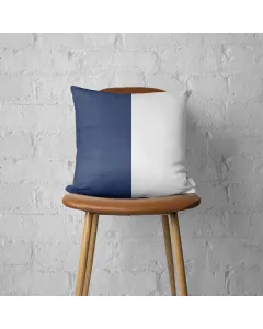 Nova Home Boho Chic Leather & Jacquard Cushion Cover - 45x45 cm - Navy & Offwhite