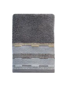 Nova Home Luster Jacquard Embroidered Towel with Silver Details - 100% Cotton - 30x50 Cm - Brown