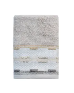 Nova Home Luster Jacquard Embroidered Towel with Silver Details - 100% Cotton - 30x50 Cm - Beige