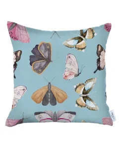 Nova Home Watercolor Flowers Printed Cushion Cover - 45x45 cm - Light Blue