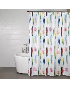 Weva "Feathers" Waterproof Shower Curtain - 180x200 cm - Multicolor