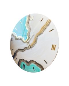 Ivory and Turquoise Crystal Wall Clock