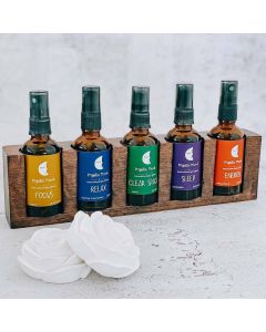 Scent For Every Mood - Aromatherapy Essential Oil Sprays Gift Set (With Wooden Platform) available at The Scout - Amman