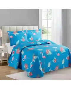 Nova Home "Flamingo" Bed Spread Set - Blue