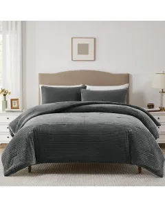 Nova Home Cozy Warm Velvet Blush Flannel Comforter - Grey (Available in Sizes)