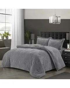 Nova Home Crete Winter Jaquard Sherpa Comforter Set - Grey (Available in Sizes)