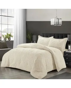 Nova Home Crete Winter Jaquard Sherpa Comforter Set - Ivory (Available in Sizes)