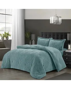 Nova Home Crete Winter Jaquard Sherpa Comforter Set - Jade (Available in Sizes)