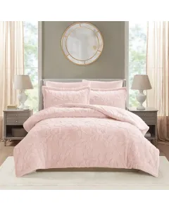 Nova Home Fleurfur Winter Jaquard Fur Comforter  Set - King/Super King - 6Pcs - Pink available at The Scout - Amman, Jordan