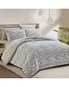 Nova Home Fog Printed Fur Comforter Set - Single/Twin - 4Pcs - Beige available at The Scout - Amman, Jordan