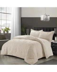 Nova Home Crete Winter Jaquard Sherpa Comforter Set - Single/Twin- Beige available at The Scout - Amman, Jordan