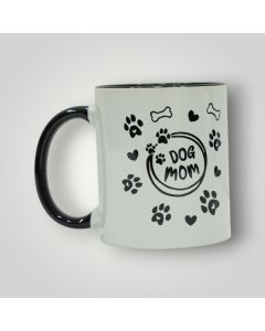 Dog Mom Ceramic Mug with Paw Print and Bone Designs