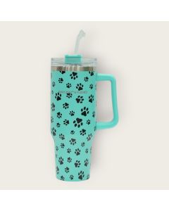 Teal Paw Print Tumbler with Black Prints available at The Scout - Amman, Jordan