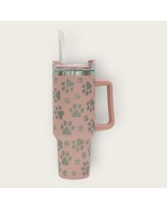 Pink Paw Print Tumbler with Silver Prints available at The Scout - Amman, Jordan