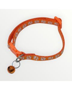 Orange Cat Collar with Paw Print Design and Bell available at The Scout - Amman, Jordan