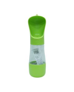Green Portable Pet Water Bottle with Scoop Cap available at The Scout - Amman, Jordan