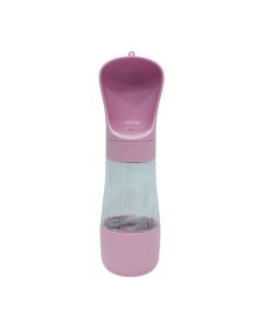 Pink Portable Pet Water Bottle with Scoop Cap