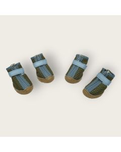 Brown and Gray Dog Shoes with Zipper and Velcro Strap