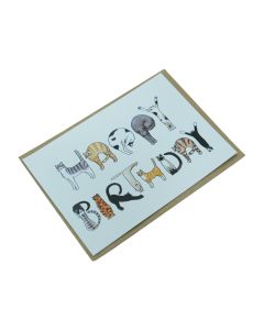 Cat-Themed Happy Birthday Greeting Card