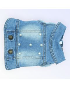 Pet Clothes Dog Jeans Jacket Cool Blue Denim Coat (S)