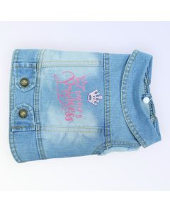 Pet Clothes Dog Jeans Jacket Cool Blue Denim Coat (M)