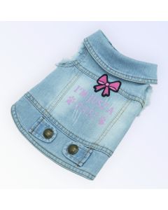 Pet Clothes Dog Jeans Jacket Cool Blue Denim Coat (S)