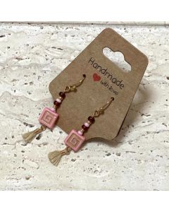 Double Square Pink Earring