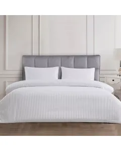 Nova Home "UltraStripe" Hotel Style Duvet Cover Set - Single/Twin - 2 Pcs - White available at The Scout - Amman, Jordan
