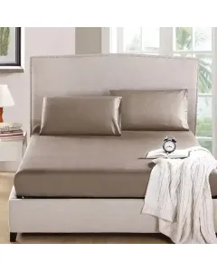 Nova Home "MicroBasic" Fitted Sheet Set - 3 Pcs - Queen - Beige available at The Scout - Amman, Jordan
