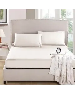Nova Home "MicroBasic" Fitted Sheet Set - 2 Pcs - Twin - Ivory available at The Scout - Amman, Jordan