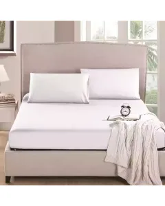 Nova Home "MicroBasic" Fitted Sheet Set - 3 Pcs - Queen - White available at The Scout - Amman, Jordan