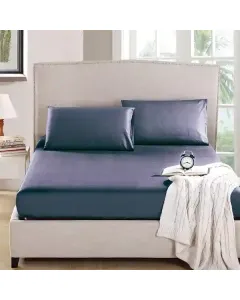 Nova Home "MicroBasic" Fitted Sheet Set - 3 Pcs - Queen - Blue available at The Scout - Amman, Jordan