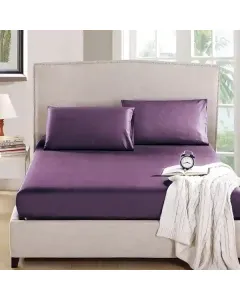 Nova Home "MicroBasic" Fitted Sheet Set - 2 Pcs - Twin - Purple available at The Scout - Amman, Jordan