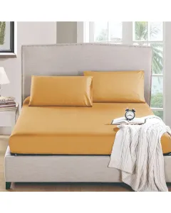 Nova Home "MicroBasic" Fitted Sheet Set - 2 Pcs - Twin - Yellow available at The Scout - Amman, Jordan