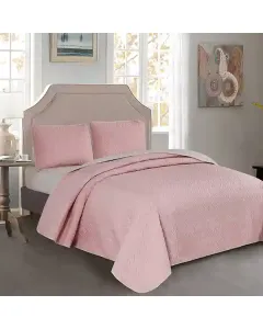 Nova Home "Cross" Bed Spread Set - 4 Pcs - King - Light grey & Pink available at The Scout - Amman, Jordan