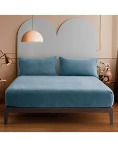 Nova Home WarmFit Winter Microfleece Fitted Sheet Set - Single/Twin - 2 Pcs - Blue (Available in Sizes) available at The Scout - Amman, Jordan