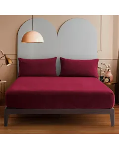 Nova Home WarmFit Winter Microfleece Fitted Sheet Set - Single/Twin - 2 Pcs - Burgandy (Available in Sizes) available at The Scout - Amman, Jordan