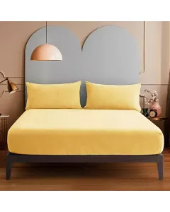 Nova Home WarmFit Winter Microfleece Fitted Sheet Set - Single/Twin - 2 Pcs - Yellow (Available in Sizes) available at The Scout - Amman, Jordan