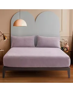 Nova Home WarmFit Winter Microfleece Fitted Sheet Set - Queen - 3 Pcs - Purple (Available in Sizes) available at The Scout - Amman, Jordan