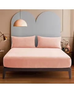 Nova Home WarmFit Winter Microfleece Fitted Sheet Set - Queen - 3 Pcs - Rose (Available in Sizes) available at The Scout - Amman, Jordan