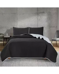 Nova Home "Cross" Bed Spread Set - 3 Pcs - Single/Twin - Black & Silver available at The Scout - Amman, Jordan