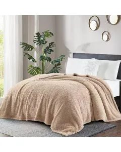 Nova Home Fur Fluffy Blanket - Single/Twin- Ivory -Taupe available at The Scout - Amman, Jordan