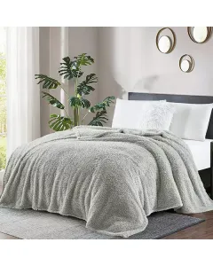 Nova Home Fur Fluffy Blanket - Single/Twin- Ivory - Grey available at The Scout - Amman, Jordan