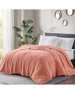 Nova Home Fur Fluffy Blanket - Single/Twin- Ivory - Pink available at The Scout - Amman, Jordan